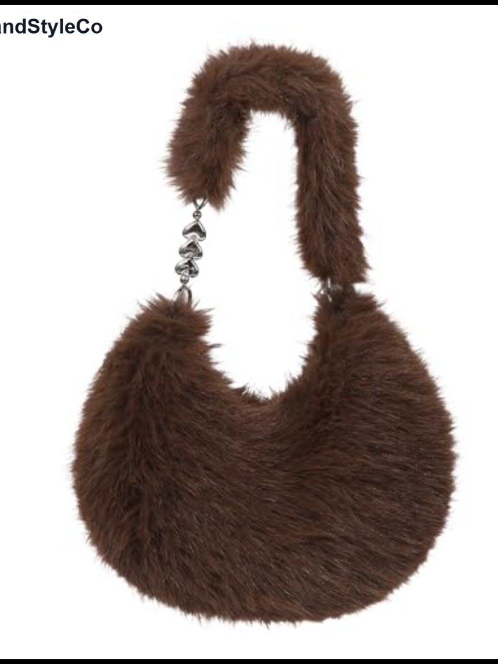 Faux Fur Plush Shoulder Bag Fuzzy Hobo Purse Y2k Cute Handbag
